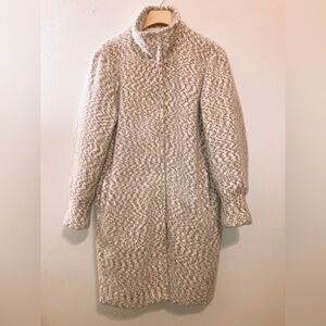 Evereve Z Supply Mohair Connor Teddy Coat Cream Mock neck Small (Large)